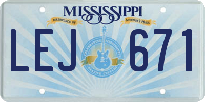 MS license plate LEJ671