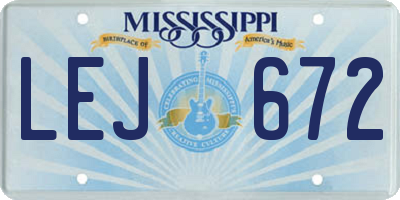 MS license plate LEJ672