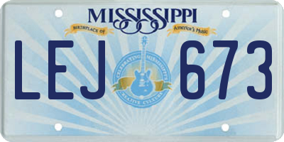 MS license plate LEJ673