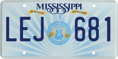 MS license plate LEJ681