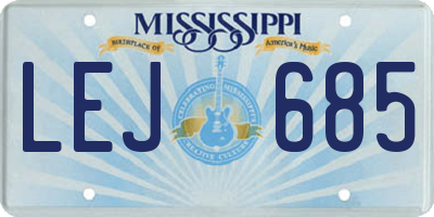 MS license plate LEJ685