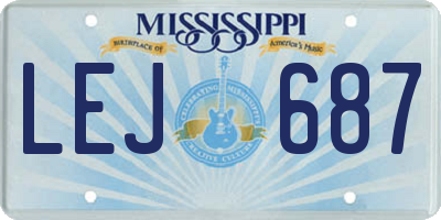 MS license plate LEJ687