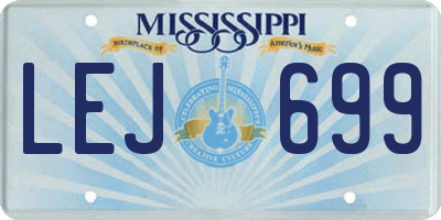 MS license plate LEJ699