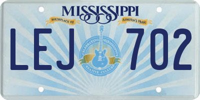 MS license plate LEJ702