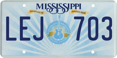 MS license plate LEJ703