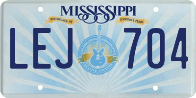 MS license plate LEJ704