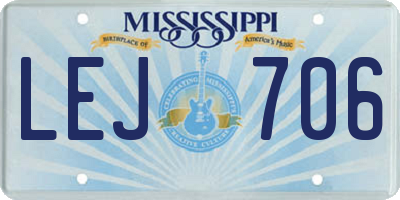 MS license plate LEJ706