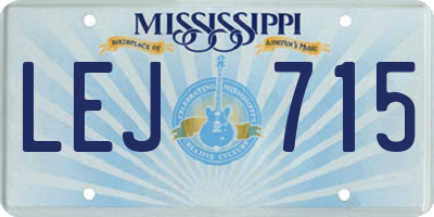MS license plate LEJ715