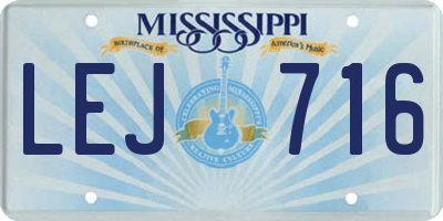 MS license plate LEJ716