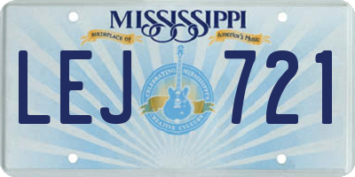 MS license plate LEJ721
