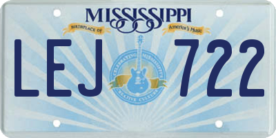 MS license plate LEJ722