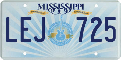 MS license plate LEJ725