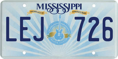 MS license plate LEJ726
