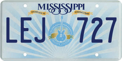 MS license plate LEJ727
