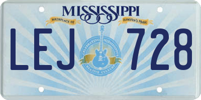 MS license plate LEJ728
