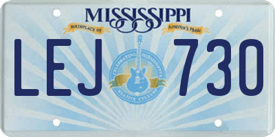 MS license plate LEJ730
