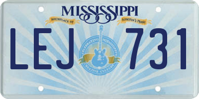 MS license plate LEJ731
