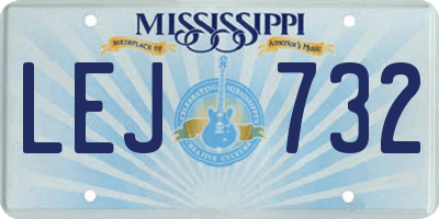 MS license plate LEJ732