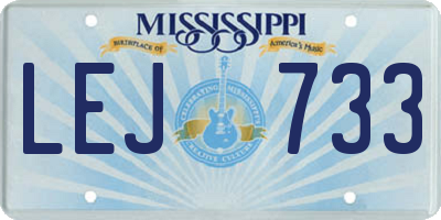 MS license plate LEJ733