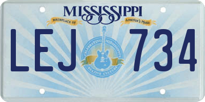 MS license plate LEJ734