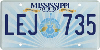 MS license plate LEJ735