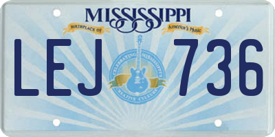 MS license plate LEJ736