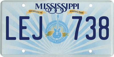 MS license plate LEJ738