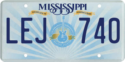 MS license plate LEJ740