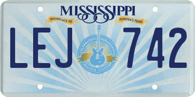 MS license plate LEJ742