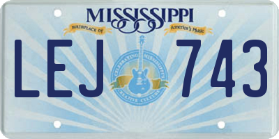 MS license plate LEJ743
