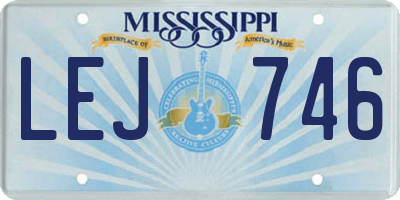 MS license plate LEJ746