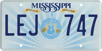 MS license plate LEJ747