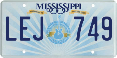 MS license plate LEJ749