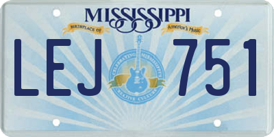 MS license plate LEJ751