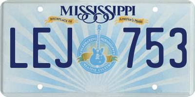 MS license plate LEJ753