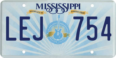 MS license plate LEJ754