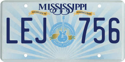 MS license plate LEJ756