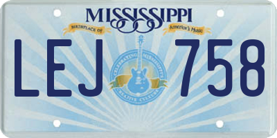 MS license plate LEJ758