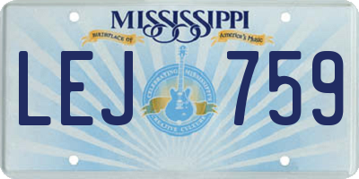MS license plate LEJ759