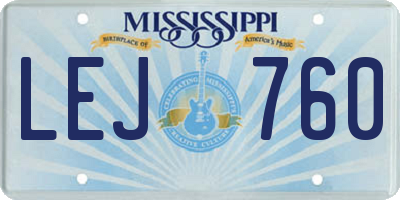 MS license plate LEJ760