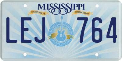MS license plate LEJ764