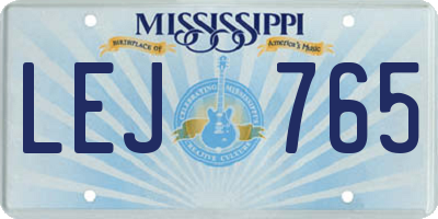 MS license plate LEJ765