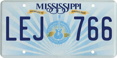 MS license plate LEJ766