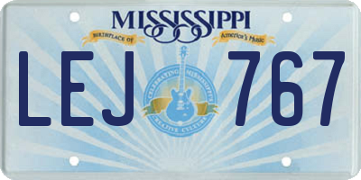 MS license plate LEJ767