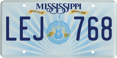 MS license plate LEJ768