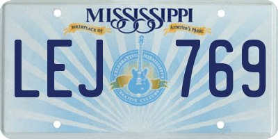 MS license plate LEJ769