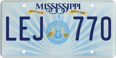 MS license plate LEJ770