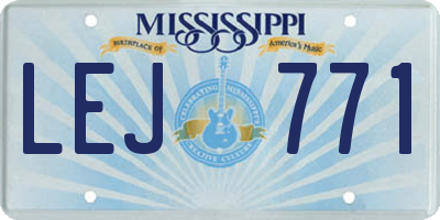 MS license plate LEJ771