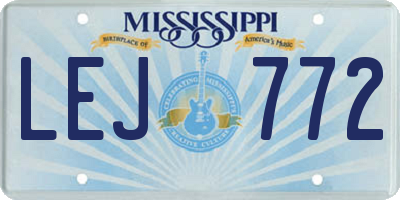 MS license plate LEJ772