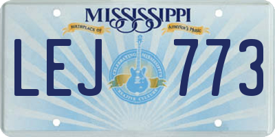 MS license plate LEJ773